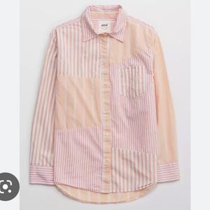 Aerie Longsleeve Dad Shirt Pink XL NWT